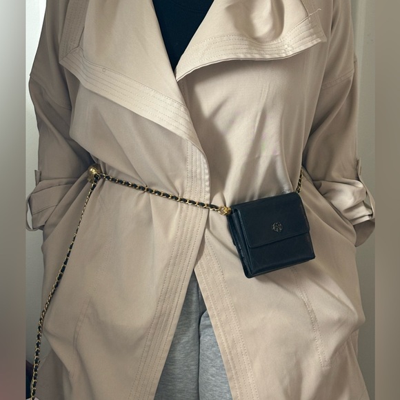 Chanel Camelia  Black VTG  Mini Trifold Wallet On A Chain Gold Adjustable Chain - Picture 3 of 13